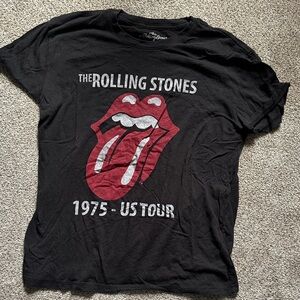 the Rolling Stones Black Tee with Red Tongue Logo
